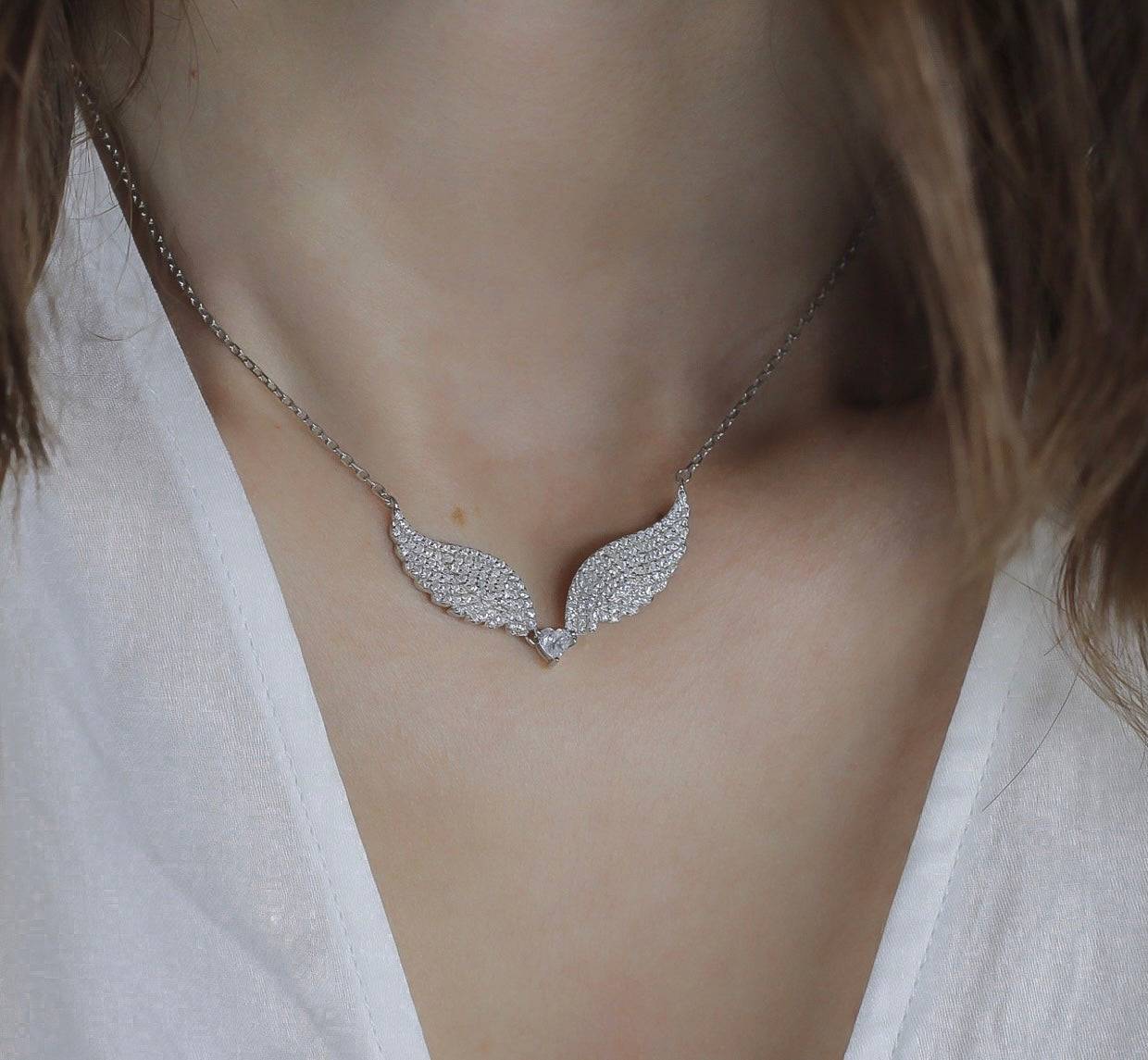 Heart & Angel Wings Necklace